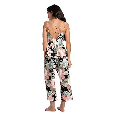 Women's Lilac+London Tropical Floral Print Camisole Top & Cropped Pants ...