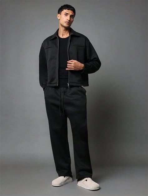 SUMWON Regular Fit PU Collar Zip Through Jacket | SHEIN