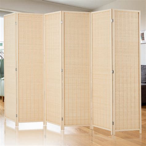 Buy Haddockway 6 Panel Bamboo Room Divider Wall 6FT Tall Folding ...