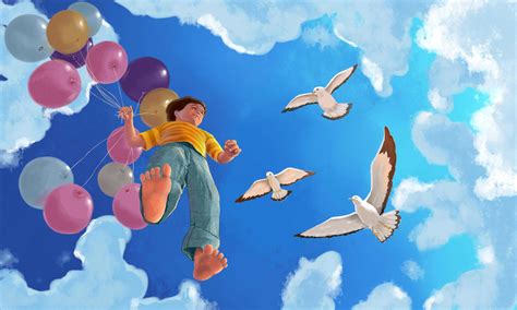 小朋友在天空中飞翔，快乐，开心，自由，-豆绘说画的文本出图Pro作品