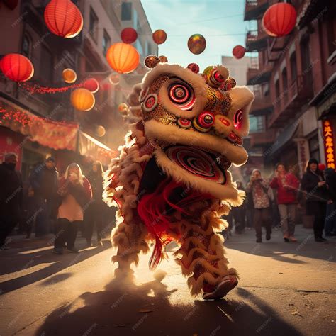 Premium Photo | Close up of Chinese lion dance at lunar new year