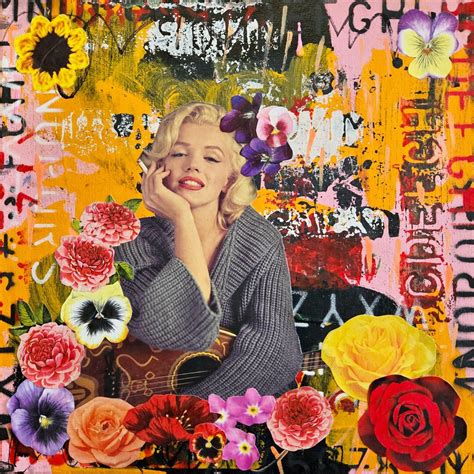 Flowers for Marilyn Original Collage Art Mixed Media Marilyn Monroe Norma Jean Orange Red ...