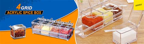 Buy karomouj KMA388 Seasoning Spice Box | Transparent 4 Grid Acrylic ...