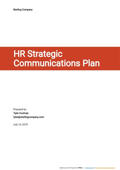 HR Strategic Communications Plan Template - Google Docs, Word, Apple ...