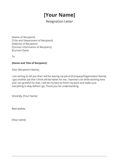Image result for Simple Resignation Letter Sample