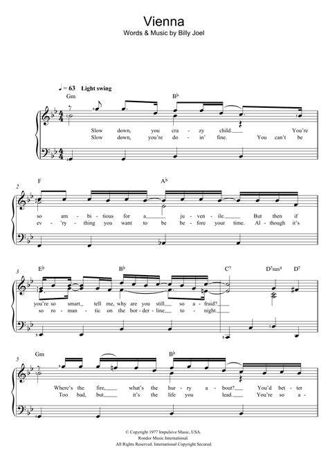 Vienna Billy Joel Chords - Sheet and Chords Collection