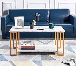Priti Modern Coffee Tables for Living Room, 2 Layers Cocktail Table ...