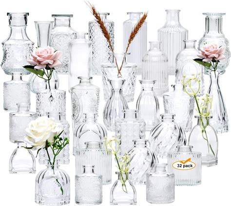 Amazon.com: 60 Pcs Colored Glass Bud Vases Small Vases for Flowers ...