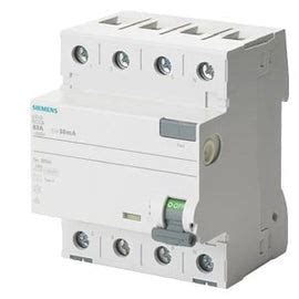 Siemens 5SV33466RC 63A 30mA 4POLE 4MW "TYPE A" RESIDUAL CURRENT CIRCUI ...