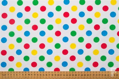 Buy Multi Coloured Spots On White Poly Cotton Fabric -pudsey Bear ...