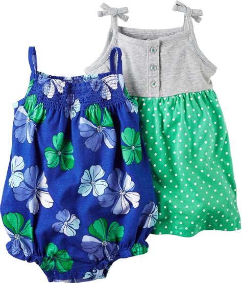 Buy Carter's Baby Girls' 3-Piece Floral Romper and Polka-Dot Dress Set ...