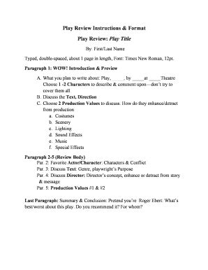 Fillable Online Play Review Instructions & Format Fax Email Print ...