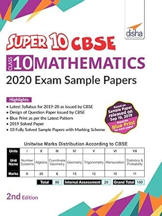 Super 10 CBSE Class 10 Mathematics 2020 Exam Sample Papers 2nd Edition ...