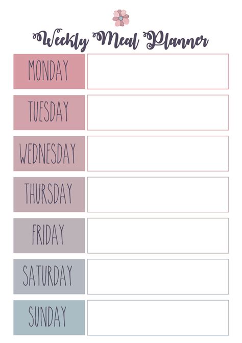 Weekly Meal Planner Printable - Educational Printable Worksheets