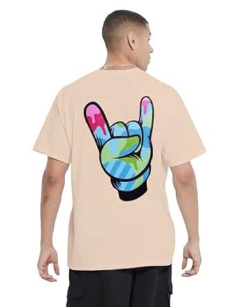 Buy Buy That Trendz Oversized T Shirt for Men Rock On Printed Cotton ...