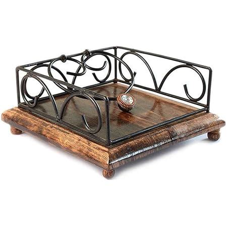 Buy FABULO Wrought Iron and Wooden Napkin Holder for Dining Table ...