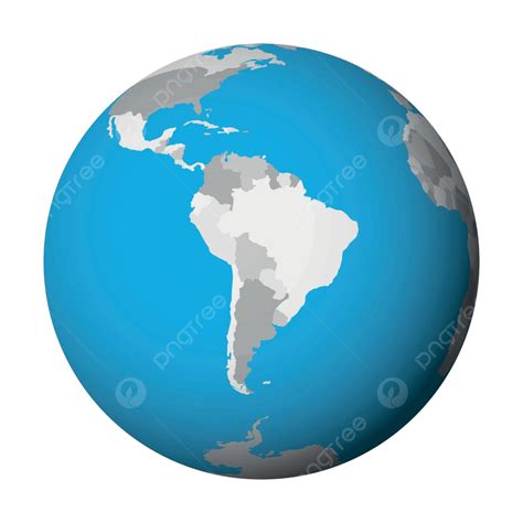 3d Earth Globe With Political Map Of South America Vector, Sphere ...