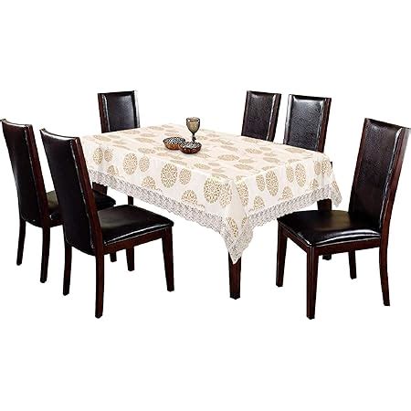 Buy Kuber Industries Floral Cotton 6 Seater Dinning Table Cover - Cream ...