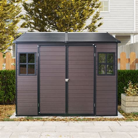 8x6FT Outdoor Storage Shed with Floor, Large Waterproof Resin Tools ...