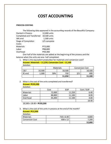 Image result for Process Costing T-account Form