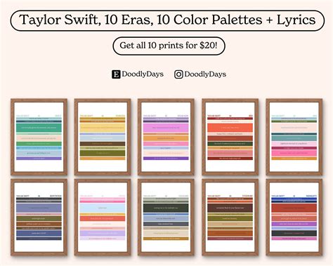 Taylor Swift Full Collection / Color Palettes for Each Era / Printable ...