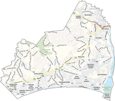 Brunswick County Map, North Carolina - US County Maps