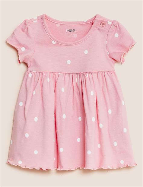 Buy Pure Cotton Polka Dot Dress (0-3 Yrs) at Marks & Spencer
