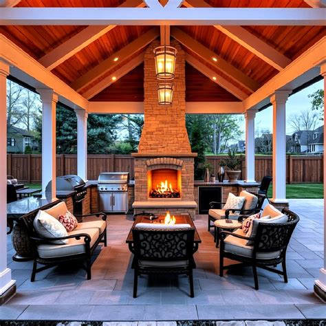 20 Backyard Pavilions With Fireplaces for Ultimate Comfort