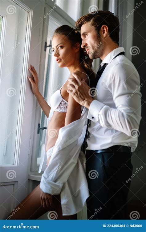 Sensual Foreplay by Couple in Bedroom. Passion, Desire, Romance Concept ...