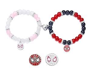 Buy Spider Friendship Magnetic Bracelets, 2 Pcs, Stone Beads, Stretch ...