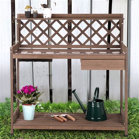 Buy Morgete Potting Bench Garden Table for s Outside Outdoor Wooden ...