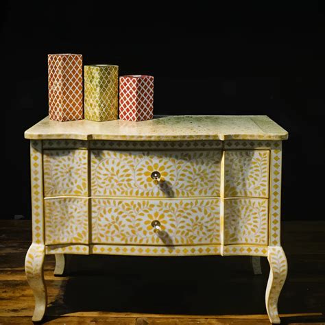 Buy Handmade Bone Inlay Yellow Chest of Drawers – Vinayak Handicraft