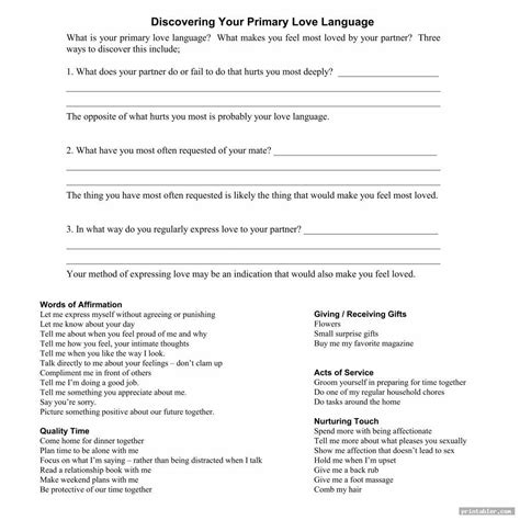 Printable Love Language Quiz