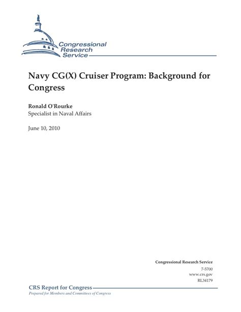 Navy CG(X) Cruiser Program: Background for Congress eBook : O'Rourke ...