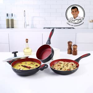 WONDERCHEF Cookware Set (Wok, Fry Pan, Sauce Pan) with Lid 2.5 L, 1.7 L ...