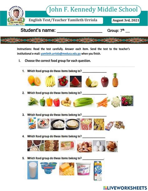 Image result for Basic Food Groups Live Worksheet