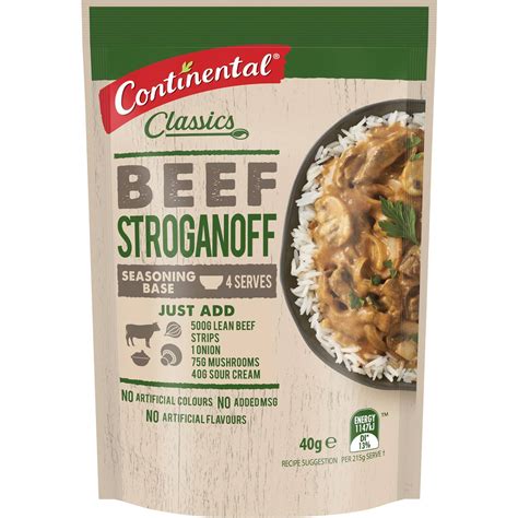 Calories in Continental Recipe Base Beef Stroganoff calcount