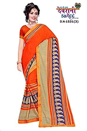 Buy Devrani Saree Poly Georgette Printed Self Design Saree with Un ...