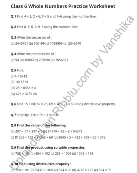 Image result for Class 6 Maths Chapter Wise Worksheets