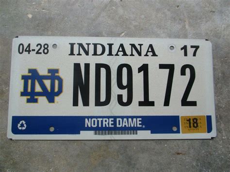 Indiana 2018 Notre Dame license plate # | #3914135669
