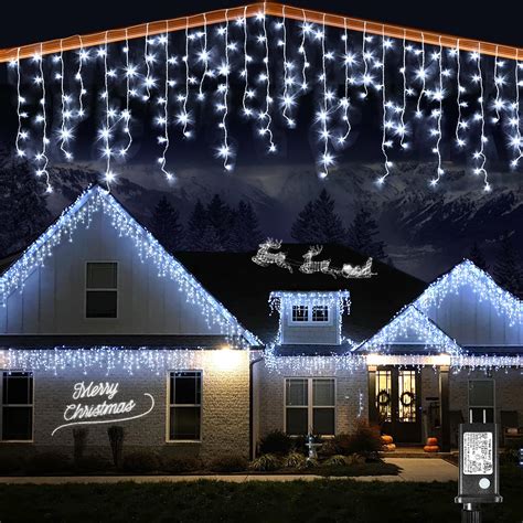Icicle Christmas Lights Outdoor, 132ft 1280 LED Icicle Lights for ...