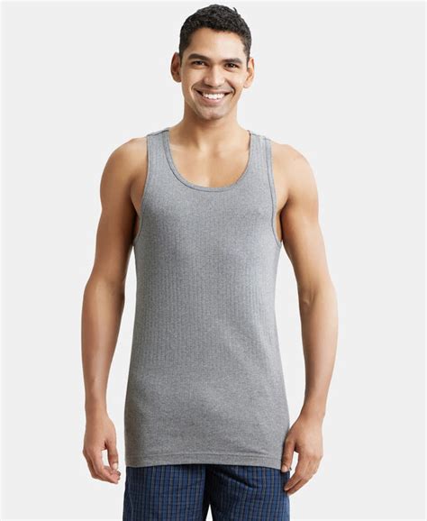 Buy Super Combed Cotton Rib Round Neck with Racerback Gym Vest - Grey ...
