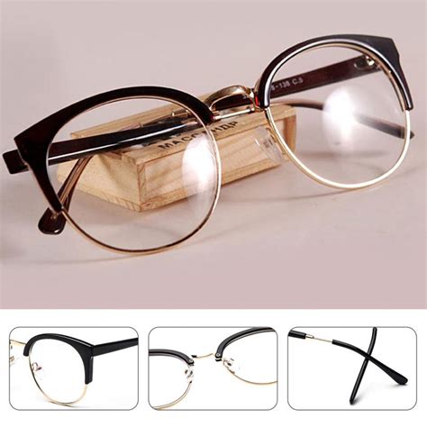 Anti Radiation Goggles Plain Glass Spectacles Fashion Women Metal ...