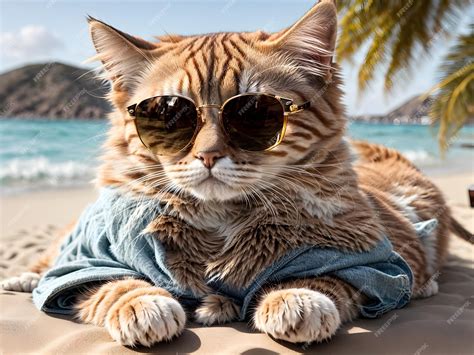 Premium AI Image | A portrait of a cute cat wearing sunglasses