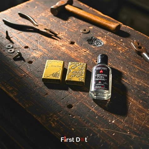 Combo of 2 Embossed Metal Cigarette Lighters + Free 50ml Fuel – First Dot