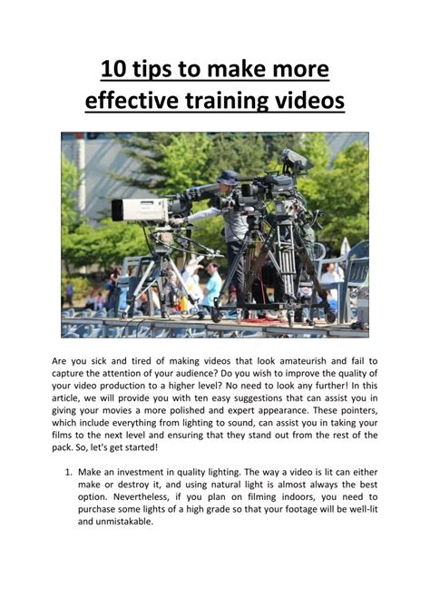 Image result for Video Training Tips