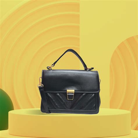 Elegant Black Satchel Bag with Gold Accents – Shailly's