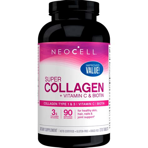 Buy NeoCell Super Collagen Peptides + C & Biotin, 3g Collagen Per Serving, Gluten Free, Promotes ...