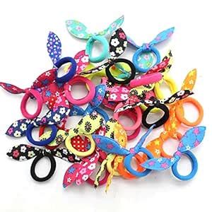 vaghbhatt Girls Rabbit Ear Hari Ties Ropes Elastic Bow Hairband ...