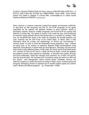 Fillable Online web2 sbg org CLONAL CHARACTERIZATION OF Vibrio cholerae ...